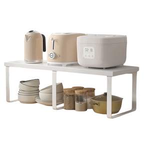 厨房调料架台面双层隔板家用碗盘锅具收纳储物架橱柜内分层置物架