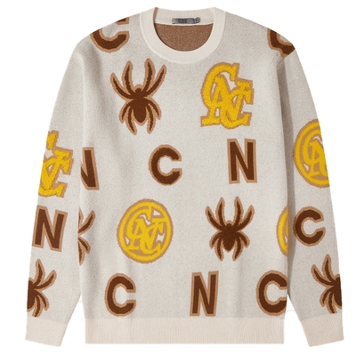 cnc男装提花羊绒衫圆领针织毛衣