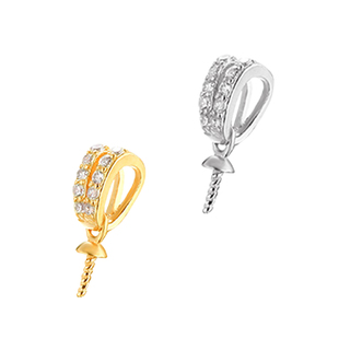 珍珠diy配件吊坠扣头女 镶钻日韩项链扣针式扣头珍珠吊坠配件材料