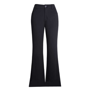 微喇叭裤子秋冬加绒加厚高腰弹力大码女裤黑色坠感休闲西装裤长裤