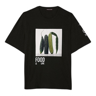 MICHAEL KORS MK 女士印花亚麻棉短袖T恤