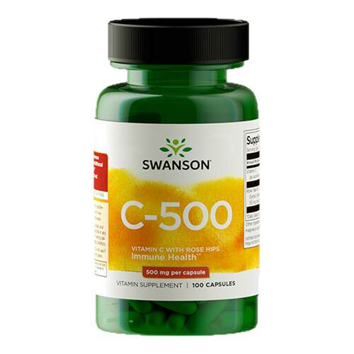 Swanson斯旺森维生素C胶囊100粒500mg 美国4倍玫瑰果浓缩vc维C
