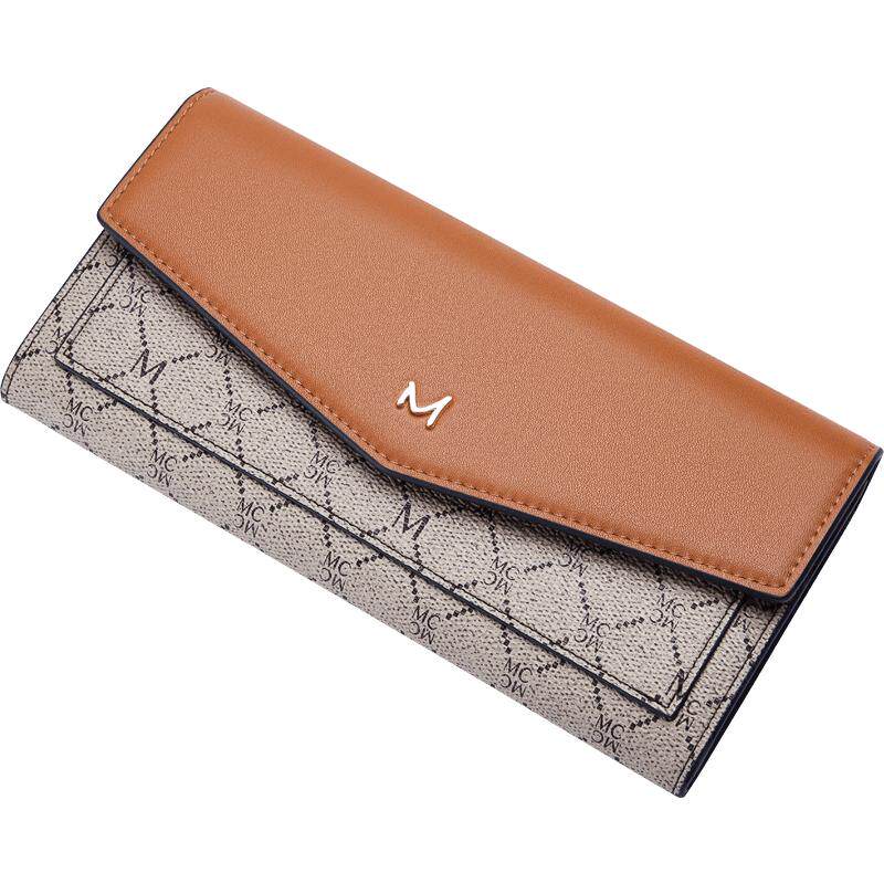 稻草人钱包女士2025新款原创复古大容量长款皮夹卡包二合一钱夹女