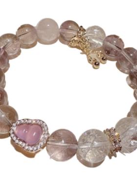 金粉世家 粉阿塞葫芦碎冰冰粉水晶手链 满天星天然水晶花神手串