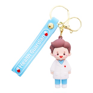 可爱白衣天使PVC软胶钥匙扣卡通医生公仔书包挂件娃娃机玩具