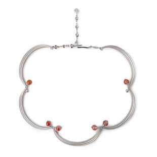 THING OF E【赤】系列 凹凸纹钉珠包镶宝石花形项链 新中式高级感