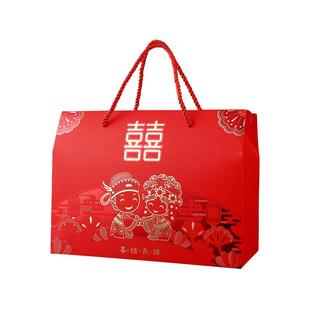 婚礼手提袋中式喜糖礼盒结婚回礼包装盒喜结良缘伴手纸盒婚庆用品