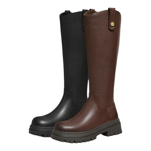 专柜正品TATA他她长靴2025冬百搭女鞋骑士靴新款靴子7D284DG5