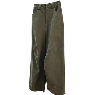 黑色弧形弯刀裤设计感阔腿休闲春季日系宽松工装裤加厚镰刀长裤女