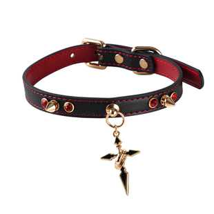 PUPPYRIDER十字晶石铆钉项圈辣妹choker小狗颈带K9脖圈定制choker
