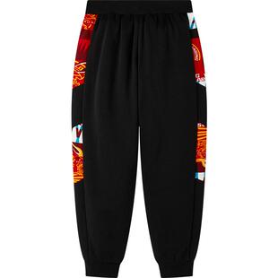 361童装男童针织加厚长裤2026新年中大童红色运动裤儿童过年裤子