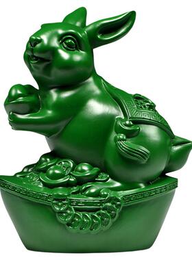 绿色木雕十二生肖摆件整套工艺品