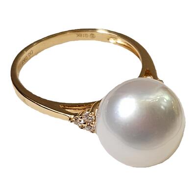 澳白海水珍珠戒指厚实18k金素雅