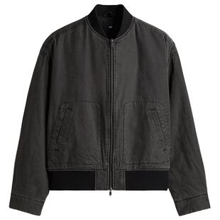 HM男装夹克春季圆领宽松版型美式拉链无帽外套1300913