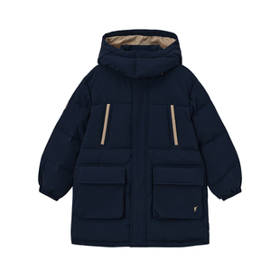 POLO WALK童装 男童羽绒服长款2025新款冬季儿童外套连帽保暖