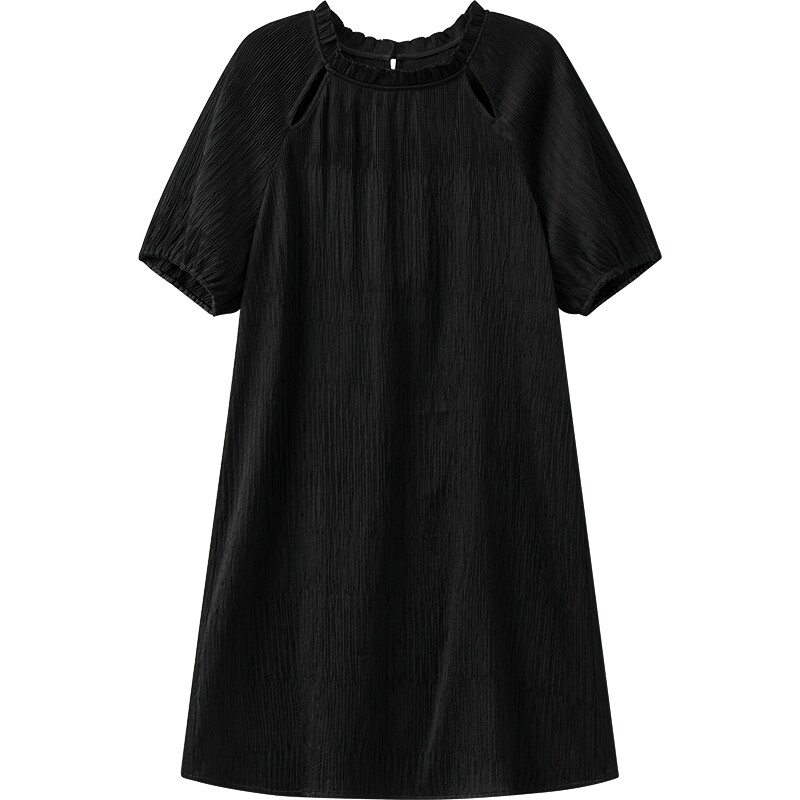 播夏季醋纤短袖连衣裙女短款花边领裙子BDS2LD2285