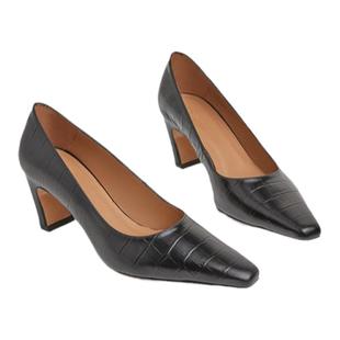 和慌慌同款Flattered Iggy女士真皮鳄鱼纹通勤职场尖头高跟鞋单鞋