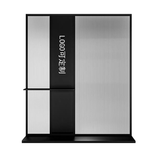 铁艺简约长虹玻璃办公室进门隔断铁艺屏风公司前台玄关背景形象墙