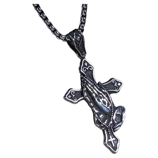 梦想成真祈祷之手十字架吊坠项链男女钛钢饰品信仰护身符幸运配饰