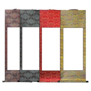 空白卷轴半生熟宣纸文创宋锦挂轴全绫精裱国画毛笔字专用作品纸书房装饰竖版画轴免装裱可定制书法长卷手卷