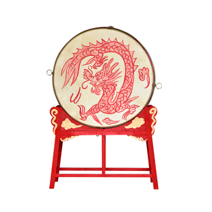 立式水牛皮大鼓中国民族战鼓演出龙鼓实木红鼓寺庙鼓立式鼓架