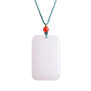 金丝玉平安无事牌吊坠男女天山翠挂件羊脂白玉坠玉石玉佩情侣项链