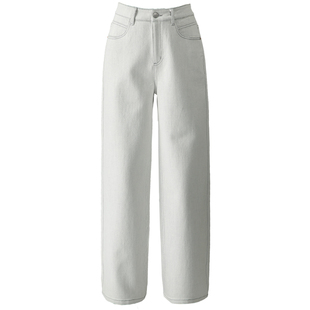 显瘦显高直筒牛仔裤女2025新款秋季裤子高腰休闲灰白色窄版阔腿裤