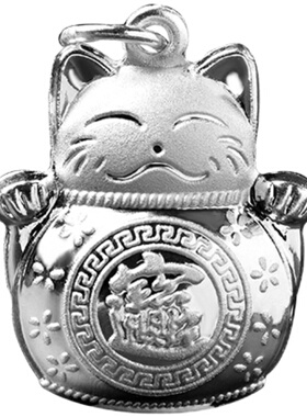 民族风毛衣链复古招财猫足银吊坠