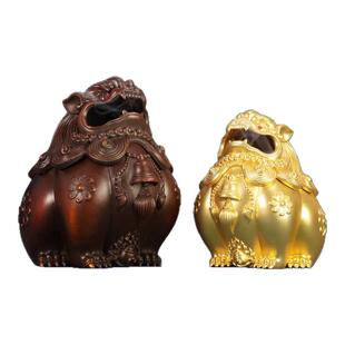 纯铜狻猊望天吼熏香炉室内宝炉供奉藏香炉金色古铜色貔貅桌面摆件