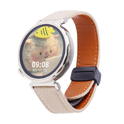 FITX适用华为手表荔枝纹真皮表带