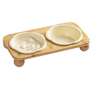 陶瓷宠物碗花朵慢食碗防噎缓食高脚猫碗护颈防黑下巴猫粮碗猫食盆