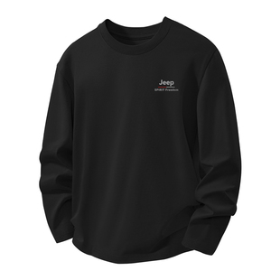 JEEP吉普t恤男长袖春季纯棉薄款男士内搭高级感美式运动衣服男款