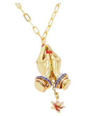 新款原创设计手掌打开金色项链女