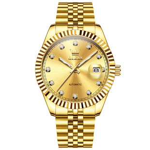 瑞士认证正品牌日志型手表男款18k金色机械表夜光防水男士名腕表