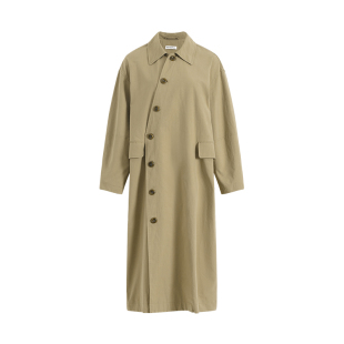 NON RESTRAIN设计感斜门襟蝙蝠袖风衣外套女法式宽松廓形长款大衣