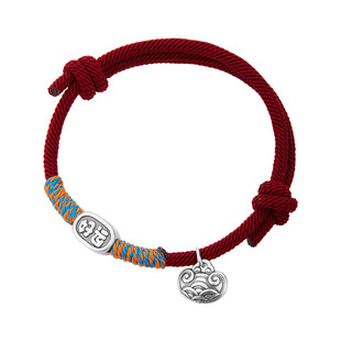 顺钦银楼S999纯银手链新中式吉连足银手饰闺蜜款生日礼物纪念好运