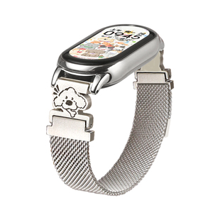 适用小米手环10/9/8手表带链新款7/6nfc版手腕带创意金属磁吸智能运动5高级感系列八九代陶瓷版夏天女生表链