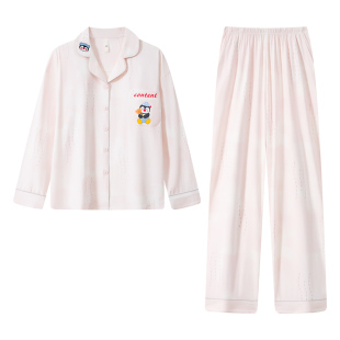 宫蝶【2套价】甜心企鹅情侣家居服女春季可外穿纯棉长袖卡通睡衣