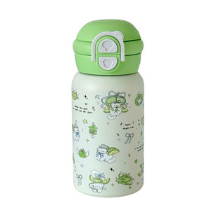 恒度苹果小猫保温杯ins女生高颜值水杯学生新款可爱便携吸管杯子
