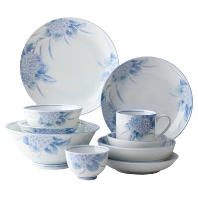 日本陶瓷餐具美浓烧淡彩绣球花