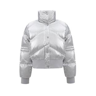 GUESS【秀智明星同款】女士简约纯色百搭立领绗缝羽绒服