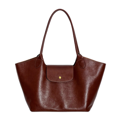 头层植鞣牛皮托特包女单肩大容量