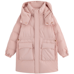 300斤胖莹莹大码女装胖mm加厚东北抗寒收腰显瘦中长款连帽羽绒服