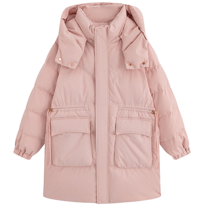 大码收腰宽松加厚连帽羽绒服