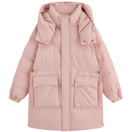 300斤胖莹莹大码女装胖mm加厚东北抗寒收腰显瘦中长款连帽羽绒服