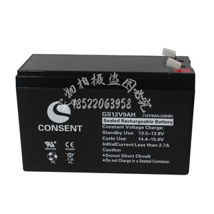 光盛CONSENT蓄电池GS12V9AH应急电源专用电梯音响电瓶船舶UPS照明
