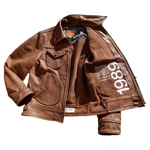 正反2作【无里衬】美产牛皮做旧脏洗美式复古西部农场主门多萨