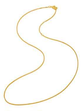 【中国黄金官方店】黄金项链5G素圈项链足金肖邦链新品百搭首饰