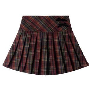 【新年夜前奏】女童磨毛格纹百褶短裙秋冬新款裙子中大童毛呢腰裙
