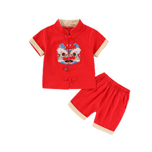 男宝宝1一2周岁礼服夏季婴儿百天男童国风汉服夏装端午节衣服套装